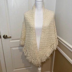 Hand Made Crochet Wrap Poncho Cape With Fringe